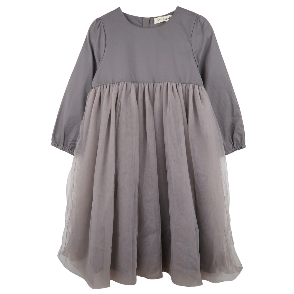 Girls Long Sleeve Maxi Mesh Tutu Skirt Dress